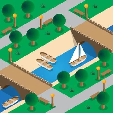 The river in the park. Stock Illustration