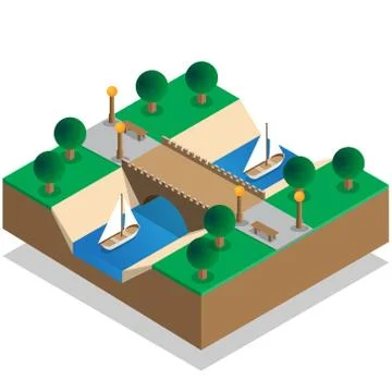 The river in the park. Stock Illustration