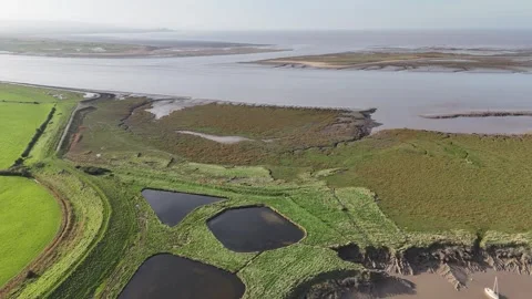 River Parrett and Stert Point Somerset UK Stock Footage 294015707