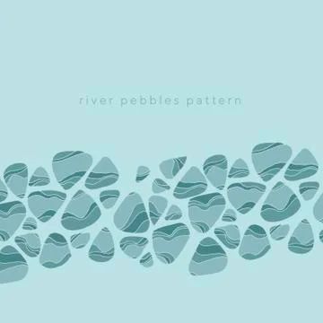 River pebbles hand drawn vector color illustration Stock Illustration