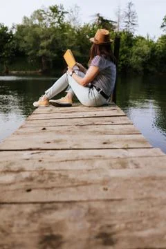 On the river pier Stock Photos