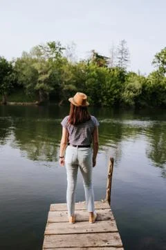 On the river pier Stock Photos