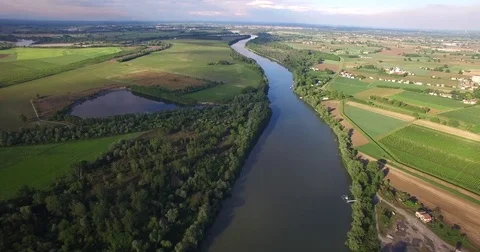 River Po Italy Aerial View 4 Stock Footage