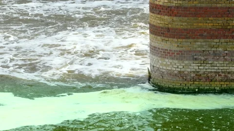 River pollution and environmental contamination Stock Footage 163810522