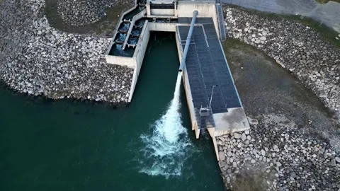 River pollution treatment system on the Rhone River in France Stock-Footage 234227552