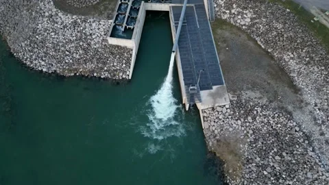 River pollution treatment system on the Rhone River in France Stock Footage 234227702
