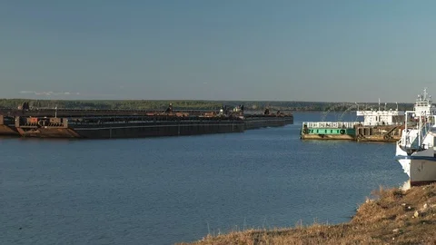 River port at sunset time Stock Footage 107246619