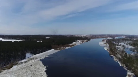The river Pripyat in early spring Stock Footage 100953677