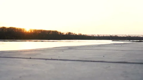 River, promenade, sunset Stock Footage 122226721