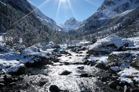River in pyrenees Stock Photos