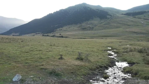 River in the Pyrenees through the valley area of Aran Stock Footage 97787181
