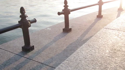 River Quay in Sun Rays Stock Footage 68198410