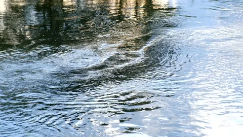 River quicksilver like reflection in 4k slow motion Stock Footage 137640481