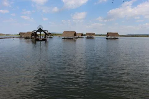 River raft float in the water. Fotos Stock