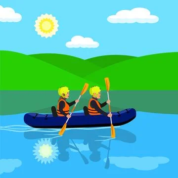 River rafting concept background, flat style Stock Illustration
