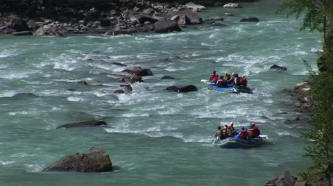 River rafting down a raging river. Stock Footage 60428856