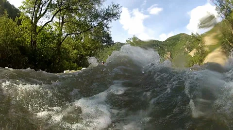 River Rafting as extreme and fun sport Stock Footage 48303012