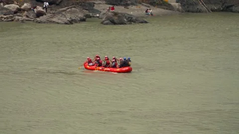 River Rafting in the Ganges River at Rishikesh Uttarakhand 4K Stock Footage 309174839