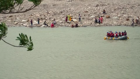 River Rafting in the Ganges River at Rishikesh Stock Footage 309174849