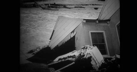 River raging with flood water Stock Footage