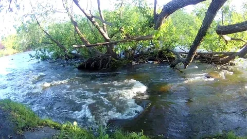 River - rapid flow in the spring Stock Footage 108673749