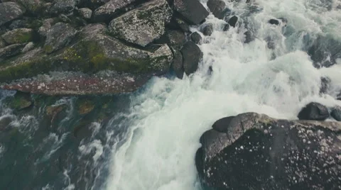 River rapidly pouring through rocks Stock Footage 66860007