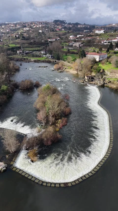 River rapids in Amarante, Portugal Stock Footage 328032304