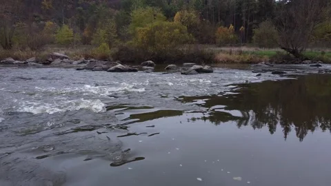 River rapids. Autumn. Video stock 143505939