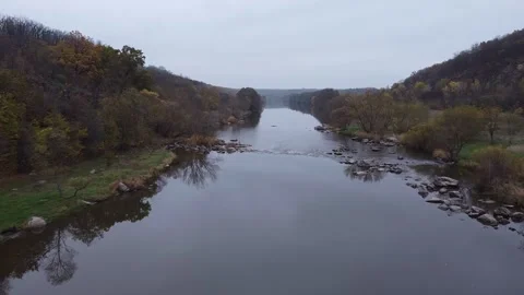 River rapids. Autumn. Stone. Video stock 143505838