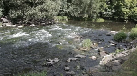 River Rapids Close Up - Stromschnelle - Felda Thüringen Thuringia Germany Video stock 41040636