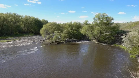 River rapids landscape at spring sunny day Stock-Footage 86017871