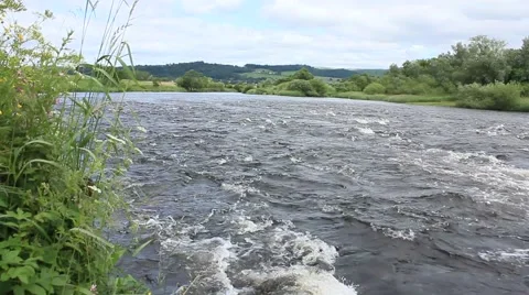 River rapids panning upstream The Forth. Stock Footage 52093126