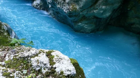 River rapids of river Tolminka Stock Footage 119451226