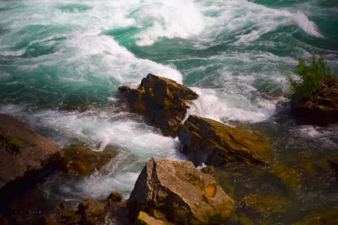 River Rapids on Rocks Close Up Stock Photos
