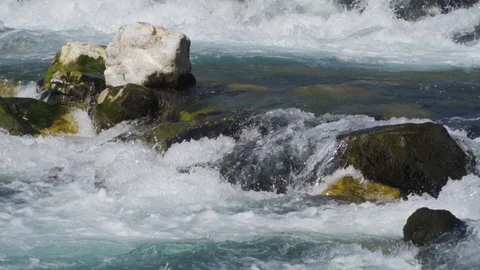 River rapids in slow motion, close up shot. Stock Footage 127958835