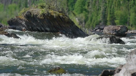 River rapids in slow-motion with tilt up Stock Footage 88342758