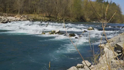 River rapids in slow motion, wide shot. Stock Footage 127959318
