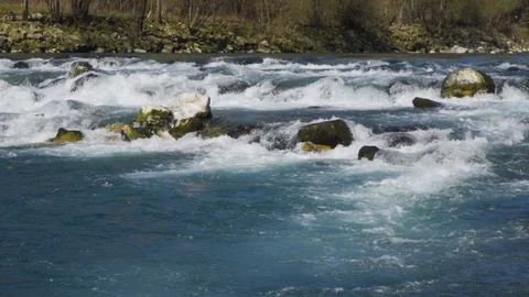 River rapids in slow motion, wide shot. Stock Footage 127959377