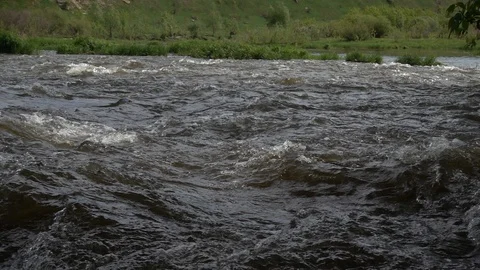 River rapids with strong current. Slow motion 240 fps Stock Footage 124613783