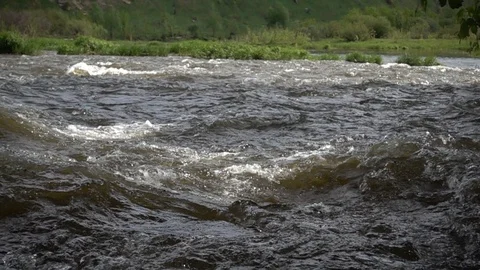 River rapids with strong current. Super slow motion 480 fps Video stock 124612939