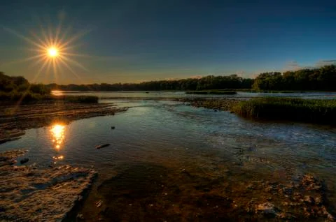 River rapids sunset Foto stock