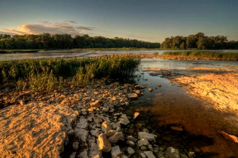 River rapids sunset Stock Photos