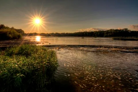 River rapids sunset Stock Photos