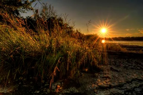 River rapids sunset Stock Photos