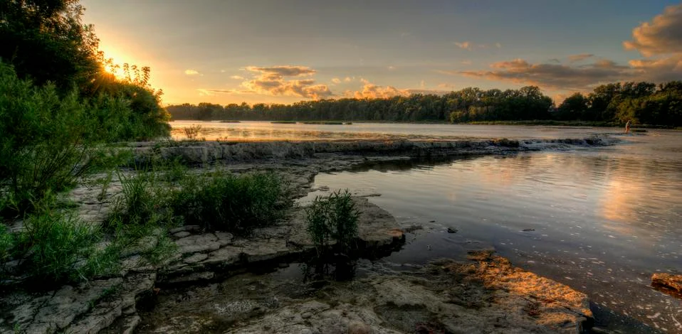 River rapids sunset Stock Photos
