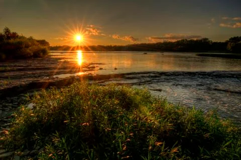 River rapids sunset Stock Photos