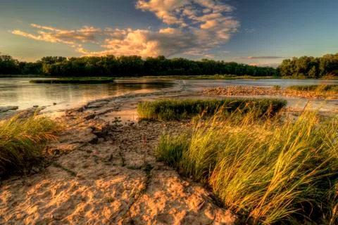 River rapids sunset Stock Photos