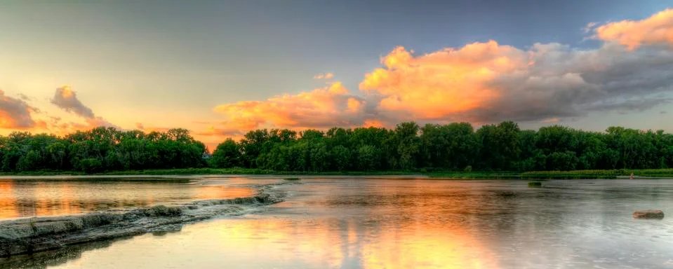 River rapids sunset Foto stock