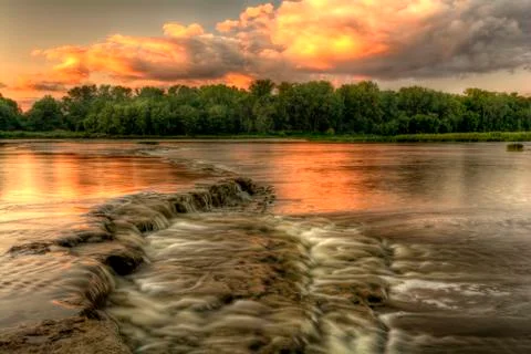 River rapids sunset Stock Photos
