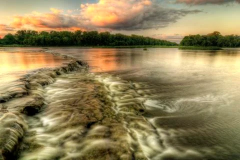 River rapids sunset Stock Photos
